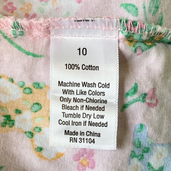 Girl’s size 10 Crown and Ivy pink bunny rabbit dress with gathered lacy sleeves - Picture 6 of 7